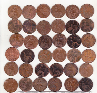 bnk mnd Marea Britanie Anglia lot 36 monede diferite 1 penny foto