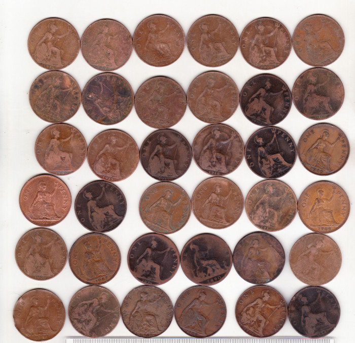 bnk mnd Marea Britanie Anglia lot 36 monede diferite 1 penny