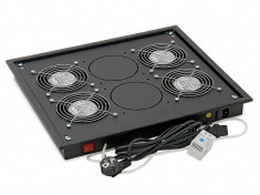 Panou ventilatie Triton pentru rack de podea 19&amp;quot; 4 ventilatoare 230V/60W cu termostat Flux axial Negru foto