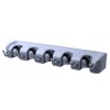 Suport fix de perete pentru agatat diverse unelte, 5 fante, 6 agatatori, plastic, gri, Oem