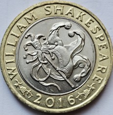 2 pounds 2016 Marea Britanie, Comedy, Shakespeare, km#1383 foto