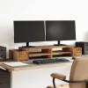 Suport Monitor vidaXL Lemn Vechi 100x27x15cm, Birou Ergonomic cu Depozitare, Maro, Capacitate 30kg