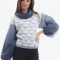 Pulover tricotat cu model texturat degrade si maneci ample