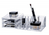 Cumpara ieftin Organizator pentru cosmetice Compactor, 16 compartimente si 2 sertare, transparent