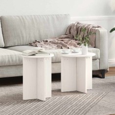 vidaXL Masă de cafea 2 pcs Alb 41.5 x 41.5 x 41 cm Lemn masiv de pin 873548