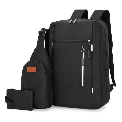 Set, 3 piese, Rucsac Smart Pack, Negru, panza oxford, port usb extern, multiple buzunare si spatii de depozitare, modern si ergonomic foto