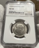 100 Lei 1938 Nichel, Romania, NGC AU58