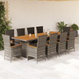 vidaXL Set mobilier de grădină cu perne, 11 piese, gri, poliratan 3277549