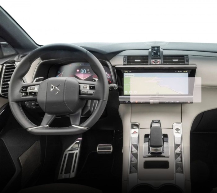 Folie Protectie Navigatie DS Automobiles DS 7 2022+, Duragon, protectie Display Navigatie, silicon Transparent, Anti-zgarieturi, kit instalare
