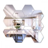 Cumpara ieftin Set 12 Oglinzi Acrilice Decorative Autoadezive DAVIDAMI CONCEPT&reg; model Hexagon, dimensiune 18.5 cm x 16 cm x 9.3 cm