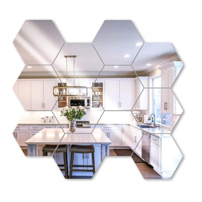 Set 12 Oglinzi Acrilice Decorative Autoadezive DAVIDAMI CONCEPT&amp;reg; model Hexagon, dimensiune 18.5 cm x 16 cm x 9.3 cm foto