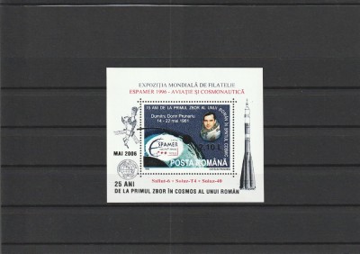 2006 LP 1723 25 ANI DE LA PRIMUL ZBOR IN COSMOS AL UNUI ROMAN COLITA CU SUPRATIPAR ARGINTIU MNH NESTAMPILATA foto