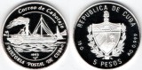 C10 Cuba 5 Pesos 1993 Argint .999 /15 g /Cabotage Mail Boat /PROOF