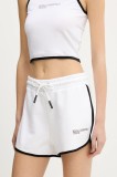 Karl Lagerfeld Jeans pantaloni scurți din bumbac femei, culoarea alb, uni, high waist, A2W10095