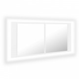 Dulap de baie cu oglindă și LED, alb, 100x12x45 cm, acril, vidaXL