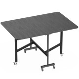 HOMCOM Masă de Dining Pliabilă, Masă de Bucătărie Rabatabilă cu Roți cu Fr&acirc;nă pentru 4-6 Persoane, Birou Compact cu Cadru din Oțel, pentru Living, 120