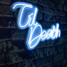 Decoratiune luminoasa LED, Til Death, Benzi flexibile de neon, DC 12 V, Albastru