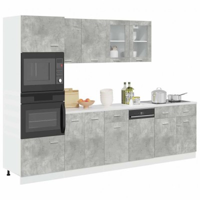 vidaXL Set mobilier de baie &amp;ldquo;Lyon&amp;rdquo;, 7 piese, gri beton, lemn compozit 3324856 foto