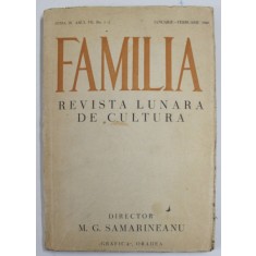 FAMILIA , REVISTA LUNARA DE CULTURA , SERIA III , ANUL VII , NR. 1-2 , IANUARIE - FEBRUARIE , 1940