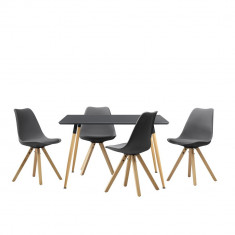 Set Carola masa bucatarie eleganta cu 4 scaune, masa 120 x 70 x 75 cm, scaun 85 x 48,5 cm, MDF/plastic/lemn, gri foto