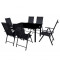 Set mobilier exterior, scaune pliante, 7 piese, negru, aluminiu