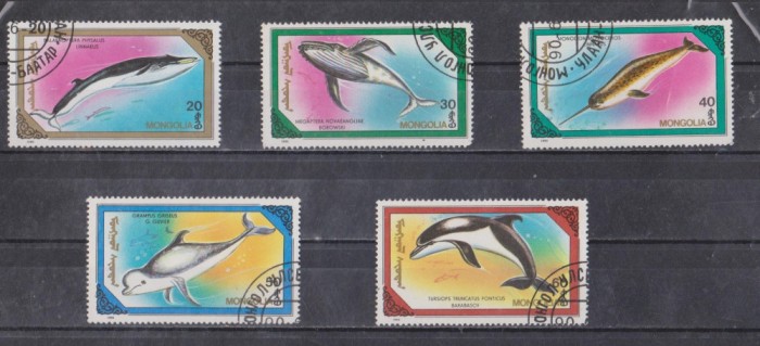 A12 S4 9 - Timbre foarte vechi - Mongolia - balene