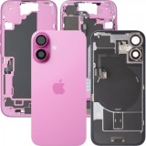 Capac Baterie Apple iPhone 16, Cu Carcasa Mijloc, Full Parts, Roz, Swap Premium