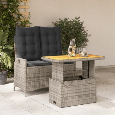 vidaXL Set mobilier de grădină cu perne, 2 piese, gri, poliratan foto