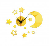 Cumpara ieftin Ceas decorativ de perete, Luna, Stele, Oglinda acrilica, 45 cm, MC-080