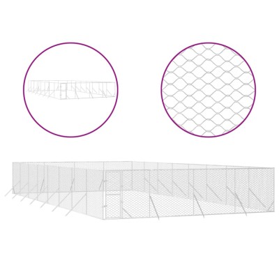 Padoc de exterior pentru caini argintiu 8x16x2m otel galvanizat foto
