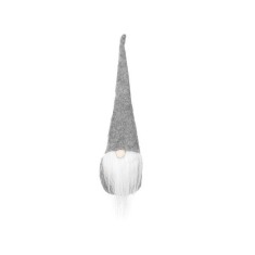 Jucarie Craciun, elf decorativ gri, 30x8 cm, pasla si plastic