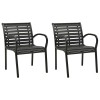 Set 2 Scaune Gradina vidaXL Negre, Otel &amp; WPC, Stivuibile, 56x60x80cm, Rezistente, Exterior