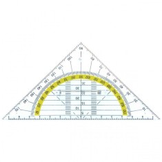 Echer 16 cm, cu raportor 180 grade, 16 cm, plastic transparent, ALCO