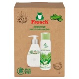 S&uacute;prava darčekov&aacute; Frosch Sensitive, Aloe Vera, sprchov&yacute; g&eacute;l a tekut&eacute; mydlo, 2x 300 ml
