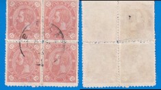 Romania 1890/1891 LP 47 Cifra in 4 colturi fara filigran. 10 bani rosu
