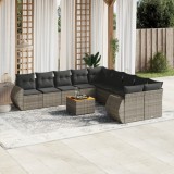 Gossi set canapele de gradina cu perne, 11 piese, gri, poliratan