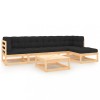 Set mobilier de gradina cu perne, 6 piese, lemn masiv de pin