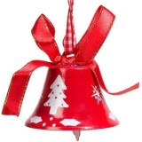 Ornament metalic roșu pentru bradul de Crăciun, clopot decorativ 4 cm, CMCLASS