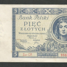 POLONIA 5 ZLOTI ZLOTYCH 1930 [3] P-72b , XF+