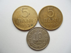 ROMANIA - SET 5 BANI 1953 + 5 BANI 1956 + 10 BANI 1954, RPR , L14.19 foto