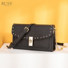 Geanta dama, BUSY LDY&amp;GTM&reg; Monroe, piele naturala, eleganta si minimalista, neagra