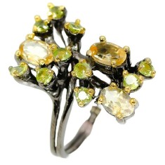 Inel bijuterie din argint 925 cu citrin si peridot, 7