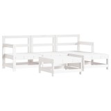 Cumpara ieftin Set mobilier relaxare de gradina 5 piese alb lemn masiv de pin