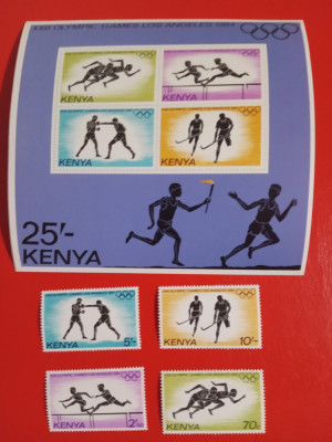 KENYA, SPORT LOS ANGELES - BLOC + SERIE COMPLETĂ MNH foto