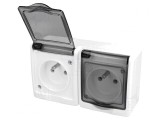 Conector alimentare AC 2P+PE 250V 16A alb mural