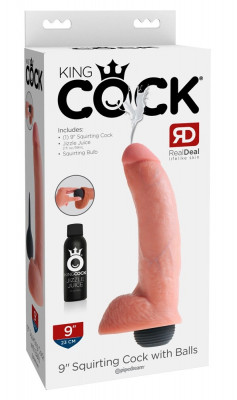 King Cock - Realistyczne Naturalne Dildo Z Wytryskiem 23 CM Jasny Kolor Sk&amp;oacute;ry foto