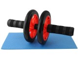 Rola Abdominala Dubla Iso Fitness + Covoras, Exercitii Abdomen, Brate, Spate, Muschi Toracici, Antiderapanta, 31x15cm