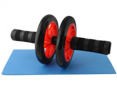 Rola abdominala dubla pentru exercitii fitness + covoras inclus