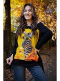 Cumpara ieftin BLUZA DIN BUMBAC OVERSIZE CU MANECA LUNGA SI FUNDITE REGLABILE IN TALIE COOL MARTY TALIE UNICA Multicolora