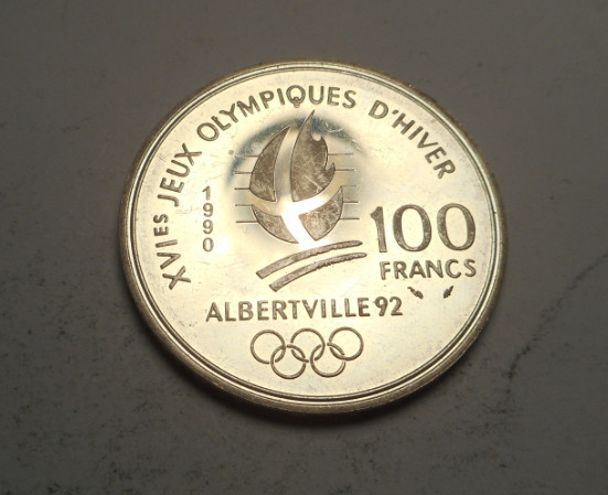 Franta 100 Franci Francs 1990 Albertville UNC Bob